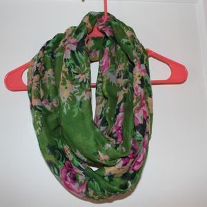 Green floral infinity scarf